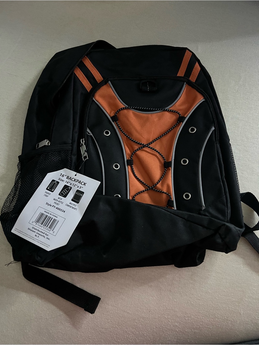 Black and Orange Men's Backpack - Durable Everyday Bag